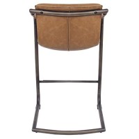 New Pacific Direct Indy Pu Leather Counter, Set Of 2 Bar & Counter Stools, Antique Cigar Brown