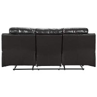 Signature Design By Ashley Kempten Faux Leather Manual Reclining Sofa With High Back And Blue Led Lighting, Black