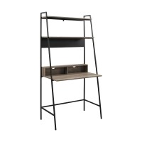 Walker Edison Freya Urban Industrial Ladder Desk With Metal Magnet Board, 36 Inch, Grey Wash