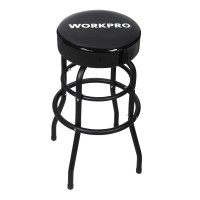 Workpro Shop Stool Bar Stool With Padded Swivel Shop Seat, Black, W112012A