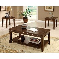 Benjara Wooden Coffee And End Tables Set, Pack Of Three, Brown,