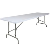 Flash Furniture Kathryn 8-Foot Height Adjustable Granite White Plastic Folding Table