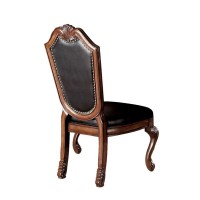 Acme Chateau De Ville Upholstered Wooden Side Chair In Black And Cherry