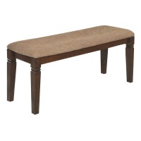 Benjara Benzara Fabric Upholstered Solid Wooden Bench Brown