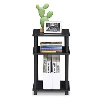 Furinno Just 3-Tier Turn-N-Tube End Table / Side Table / Night Stand / Bedside Table With Plastic Poles, 1-Pack, Americano/Black