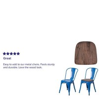 Flash Furniture Perry Rustic Walnut Wood Seat For Colorful Metal Chairs