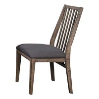 Benjara Benzara Wood Veneer Side Chair With Slatted Back, Set Of Two, Brown,
