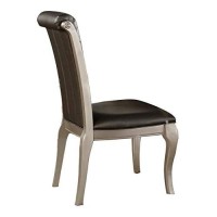 Benjara Benzara Side Chair With Crystal Button Tufted Back, Set Of Two, Silver