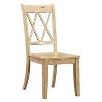 Benjara Benzara Side Chair With Double X-Cross Back, Set Of Two, Cream,