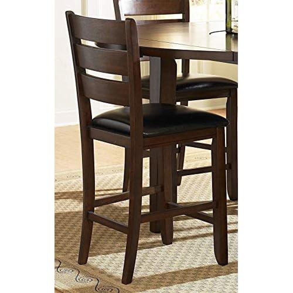 Benjara Benzara Wooden Counter Height Chair With Slatted Back, Set Of Two, Brown And Black,