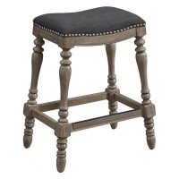 Comfort Pointe Collins Charcoal Fabric Saddle Seat Wood Frame Counter Stool