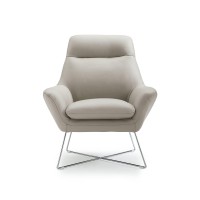 Homeroots Light Grey Chair Light Gray Top Grain Italian Leather Stainless Steel Legs