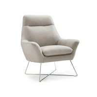 Homeroots Light Grey Chair Light Gray Top Grain Italian Leather Stainless Steel Legs