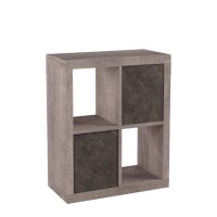 Better Homes And Gardens Bookshelf Square Storage Cabinet 4-Cube Organizer (Weathered) (Rustic Gray, 4-Cube)