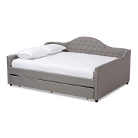Baxton Studio Eliza Modern And Contemporary Fabric Upholstered Queen Daybed With Trundle