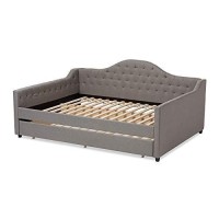 Baxton Studio Eliza Modern And Contemporary Fabric Upholstered Queen Daybed With Trundle