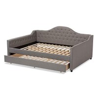 Baxton Studio Eliza Modern And Contemporary Fabric Upholstered Queen Daybed With Trundle