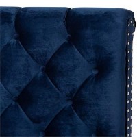 Baxton Studio Candace Luxe And Glamour Navy Velvet Upholstered Full Size Bed