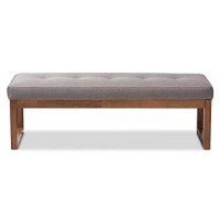 Baxton Studio Caramay Modern And Contemporary Grey Fabric Upholstered Walnut Brown Finished Wood Bench