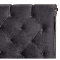 Baxton Studio Candace Luxe And Glamour Dark Grey Velvet Upholstered Full Size Bed