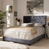 Baxton Studio Candace Luxe And Glamour Dark Grey Velvet Upholstered Full Size Bed