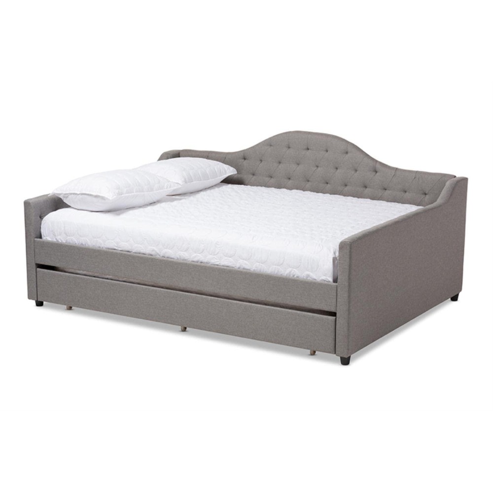 Baxton Studio Eliza Modern And Contemporary Grey Fabric Upholstered Full Size Daybed With Trundle