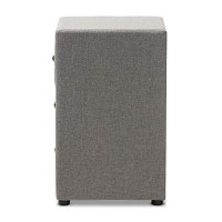 Baxton Studio Tessa Modern And Contemporary Grey Fabric Upholstered 3-Drawer Nightstand