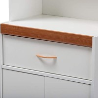 Baxton Studio Laurana Modern And Contemporary White And Cherry Finished Kitchen Cabinet And Hutch