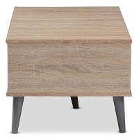 Baxton Studio Pierre Mid-Century Modern Oak And Light Grey Finished Wood Coffee Table