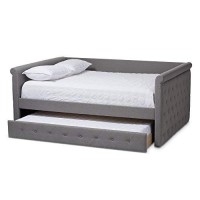 Baxton Studio Alena Tufted Full Daybed With Trundle In Grey