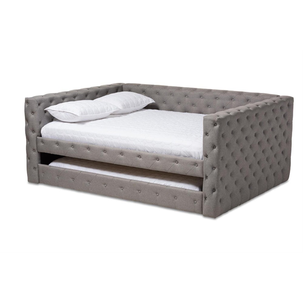 Baxton Studio Anabella Tufted Queen Daybed With Trundle In Grey
