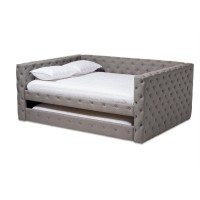 Baxton Studio Anabella Tufted Queen Daybed With Trundle In Grey