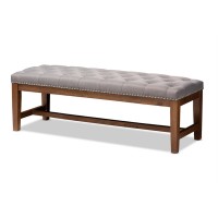 Baxton Studio Ainsley Modern And Contemporary Grey Fabric Upholstered Walnut Finished Solid Rubberwood Bench