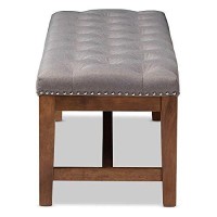 Baxton Studio Ainsley Modern And Contemporary Grey Fabric Upholstered Walnut Finished Solid Rubberwood Bench