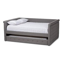Baxton Studio Alena Modern And Contemporary Fabric Upholstered Daybed With Trundle