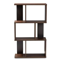Baxton Studio Legende 3 Shelf Display Bookcase In Brown And Dark Grey