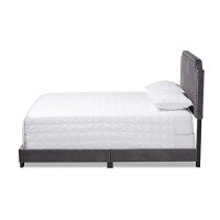 Baxton Studio Candace Velvet Nailhead Upholstered Queen Bed In Grey