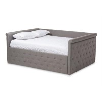 Baxton Studio Amaya Tufted Queen Daybed In Gray