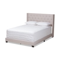 Baxton Studio Brady Fabric Tufted Queen Bed In Beige