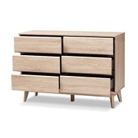 Baxton Studio Miren 6 Drawer Modern Dresser In Light Oak And Dark Grey