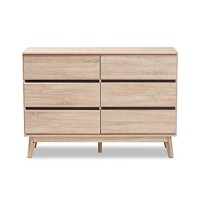 Baxton Studio Miren 6 Drawer Modern Dresser In Light Oak And Dark Grey