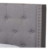 Baxton Studio Brady Modern And Contemporary Light Grey Fabric Upholstered Queen Size Bed