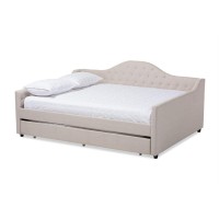 Baxton Studio Eliza Modern And Contemporary Light Beige Fabric Upholstered Full Size Daybed
