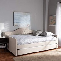 Baxton Studio Eliza Modern And Contemporary Light Beige Fabric Upholstered Full Size Daybed