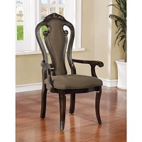 Benjara Benzara Fabric Upholstered Wooden Arm Chair, Set Of Two, Brown,