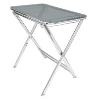 Leisuremod Victorian Modern Folding Side Table Accent Sofa End Acrylic Table Tray With Chrome Legs (Black)