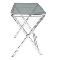 Leisuremod Victorian Modern Folding Side Table Accent Sofa End Acrylic Table Tray With Chrome Legs (Black)