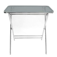 Leisuremod Victorian Modern Folding Side Table Accent Sofa End Acrylic Table Tray With Chrome Legs (Black)