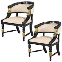 Design Toscano Neoclassical Egyptian Revival Chair, 335 Inch, Set Of 2, Two Tone Blackgold