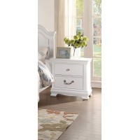 Benzara Bm181918 Wooden Nightstand With Two Drawers, White